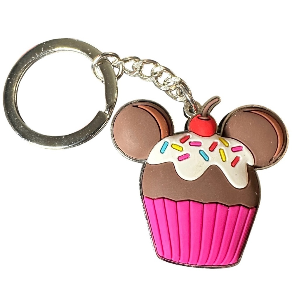 Disney Cupcake Mouse Keychain - Pink and Brown NWOT